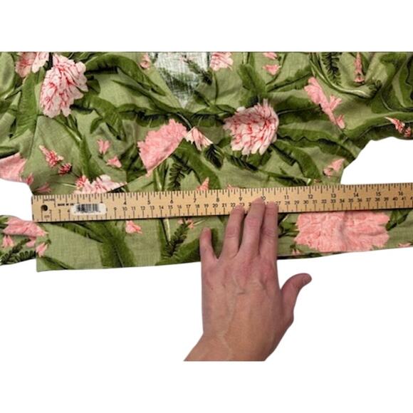 Agua Bendita for Target Peony Print Wrap Crop Top Puff Sleeve Green Pink XS/S - Picture 11 of 11